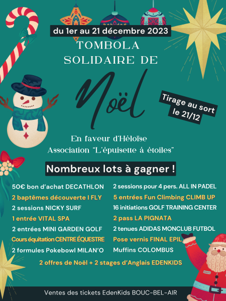 Tombola de Noël solidaire EdenKids BBA